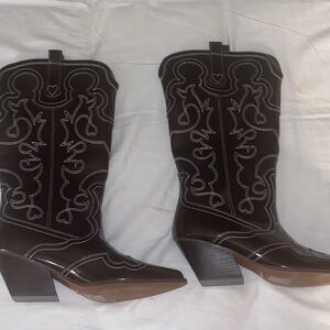 Billini Dark Brown Embroidered Heeled Boots
